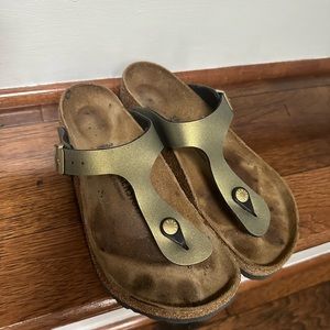 Birkenstock Gizeh Birko-Flor Metallic Sandals- Size EU 38- VGUC